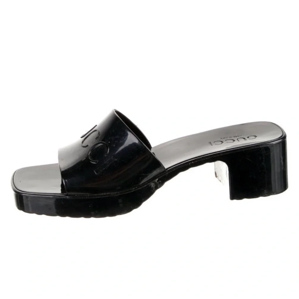 Gucci Women's Glossy Black Mules - Picture 1 of 4